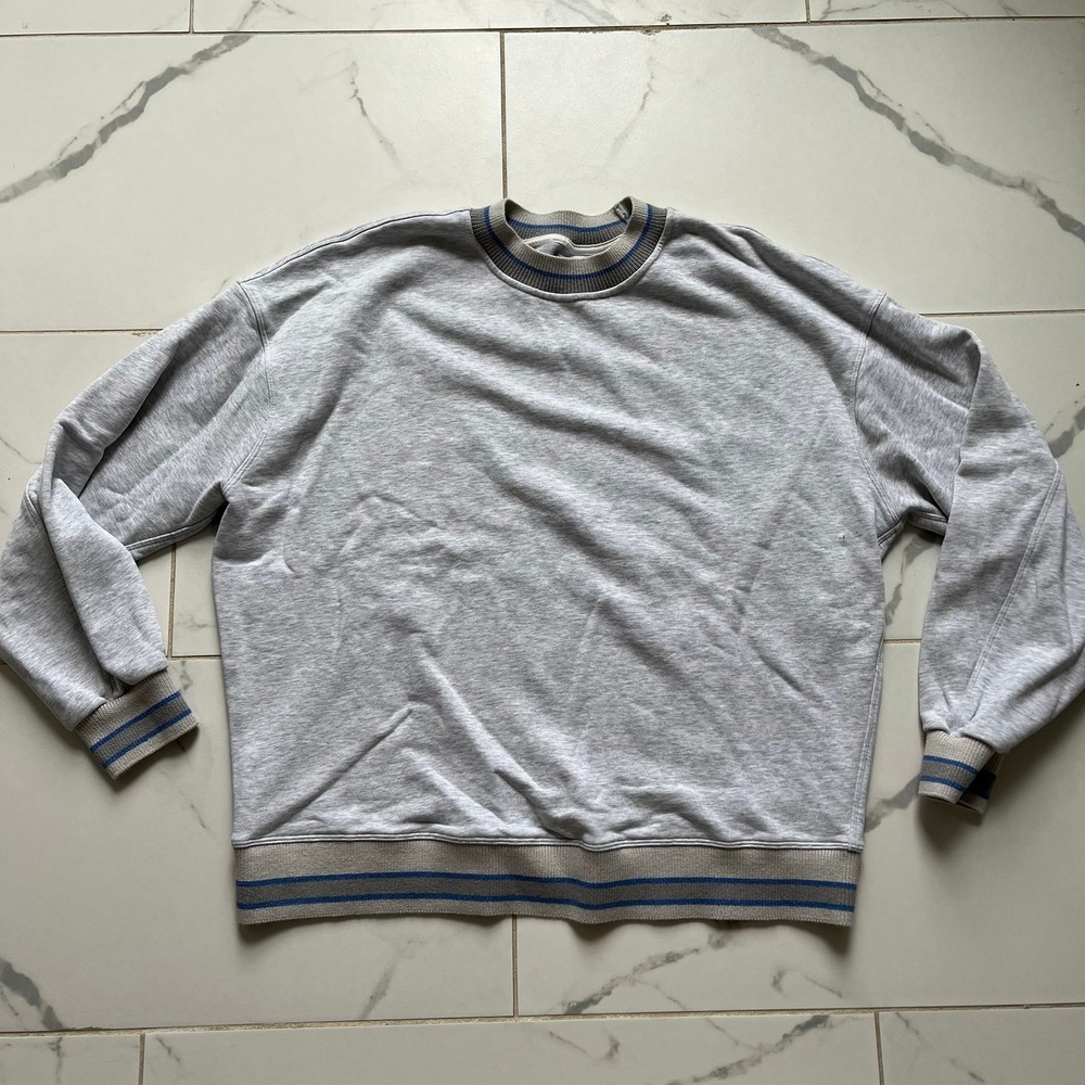 Lululemon Perfectly Oversized Ringer Crew gray pool party stripe sz medium